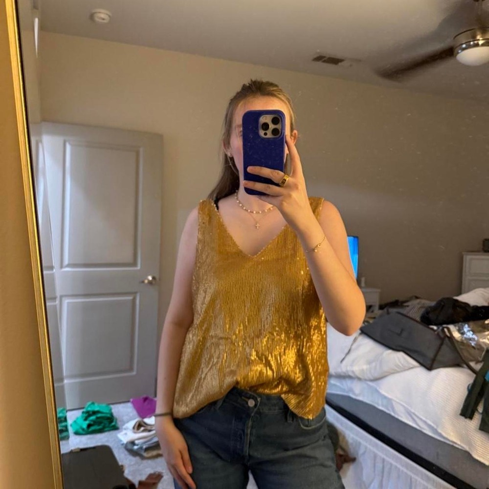 Deane Gold Sequin Tank Top